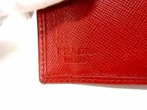 1円 ■美品■ PRADA プラダ サフィアーノレザー 二つ折り 財布 ウォレット 札入れ 小銭入れ カード入れ レディース レッド系 AU9370_画像6