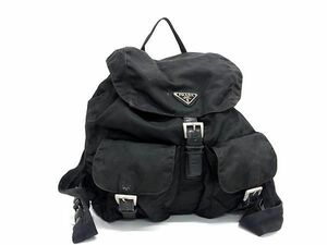 1円 PRADA プラダ テスートナイロン 巾着型 リュックサック バックパック デイパック レディース メンズ ブラック系 BE9569