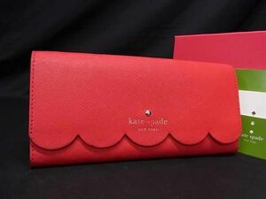 1円 ■美品■ kate spade ケイトスペード PWRU4273 レザー 二つ折り 長財布 ウォレット 小銭入れ 札入れ レディース レッド系 BG7467