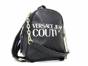 1円 ■極美品■ VERSACE JEANS COUTURE ヴェルサーチ ジーンズ クチュール レザー 2WAY リュックサック ショルダー ブラック系 BH1259