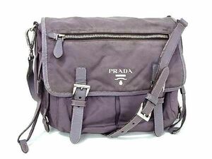 1円 PRADA プラダ テスートナイロン×レザー クロスボディ ショルダーバッグ レディース パープル系 BG7278