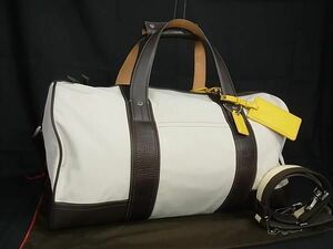 1円 ■美品■ COACH コーチ 5050 ナイロン 2WAY ボストンバッグ ハンドバッグ ショルダー レディース メンズ ライトベージュ系 BH1374