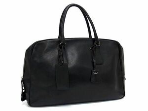 1円 ■美品■ PRADA プラダ レザー ビジネスバッグ ブリーフケース ハンドバッグ 書類かばん メンズ ブラック系 AX0749