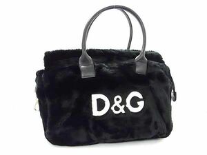 1円 ■美品■ DOLCE＆GABBANA ドルチェ&ガッバーナ ファー ハンドバッグ トートバッグ レディース ブラック系 BE9171