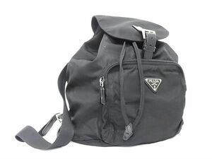 1円 PRADA プラダ テスートナイロン 巾着型 リュックサック バックパック レディース メンズ ブラック系 AW1551