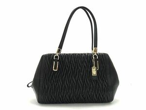 1円 ■美品■ COACH コーチ 25259 マディソン ギャザード レザー ハンドバッグ トートバッグ レディース ブラック系 AX0875