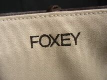 1円 ■極美品■ FOXEY フォクシー キャンバス×レザー ポーチ付き トートバッグ ショルダー 肩掛け ベージュ系×ブラウン系 AS6209_画像6