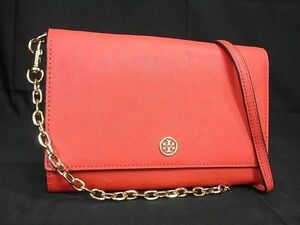 1円 ■美品■ TORY BURCH トリーバーチ レザー 2WAY ショルダーウォレット ショルダーバッグ 長財布 レッド系 AS6374