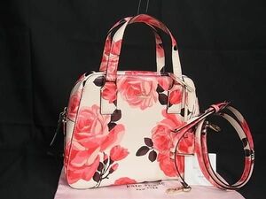 1円 ■極美品■ kate spade ケイトスペード PVC フラワー 花柄 2WAY ハンドバッグ ショルダーバッグ 斜め掛けかばん ピンク系 AU9988