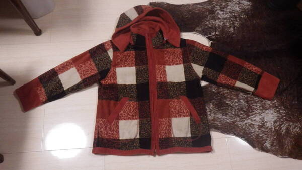 moffi international 総柄フリースジャケット パネル vintage ビンテージ old フリースパーカー fleece M フーディ オールド