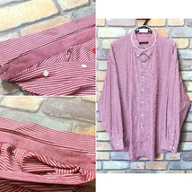 ME6-255★USA買付品★超ビッグサイズ【IZOD アイゾッド】胸・刺繍ロゴ 長袖 ストライプシャツ【メンズ XXL】赤×白 長袖シャツ BDシャツ_画像6