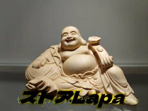 新作 布袋様 布袋尊 置物 七福神 木彫り 精密彫刻　彫刻工芸品　仏教美術 仏像 風水開運