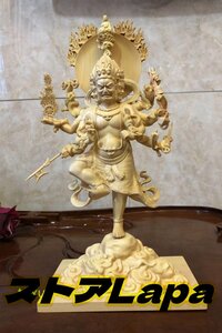 烏枢沙摩明王 総檜材　高32cm 仏教工芸品　木彫仏教　精密彫刻　極上品　仏師で仕上げ品 明王/如来/観音/菩薩