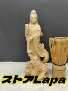 新品 龍上観音菩薩 龍上観音 観音菩薩 置物 立像 仏教工芸品 木彫 仏像 仏教美術