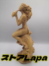 最新作 木彫 置物 人魚 彫刻工芸品_画像2