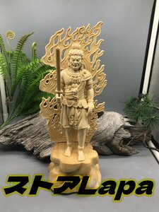 新作 不動明王 立像 仏師で仕上げ品 開運厄除 彫刻工芸品 天然木彫刻 鎮宅辟邪