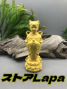 新作 総柘植材 彫刻 少女 人物 女性 八歳龍女 彫刻工芸品 置物 精彫造像 高品質 職人手作り