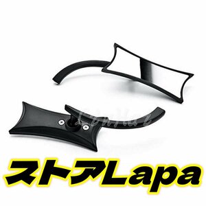 ブラック4pointミラースポーツスターダイナ ソフテイル ツーリング アレンネス ハーレー4ポイントxl/fxd/fl/48/アイアン　ｍ275