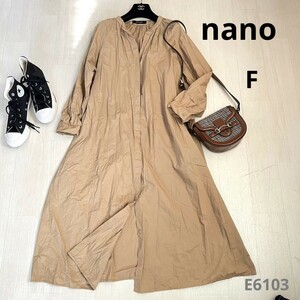 nano ナノ　シャツワンピース　ノーカラー　羽織り　カジュアル　F