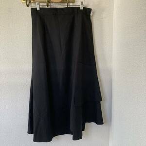 タグ付　scroll ブラック　フレア　アシンメトリー　ロング　スカート　サイズ　3L