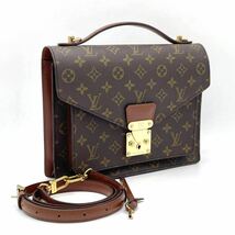 1円 極美品 LOUIS VUITTON ルイヴィトン モノグラム モンソー 2way ハンドバッグ ショルダー レディース メンズ M51185_画像1