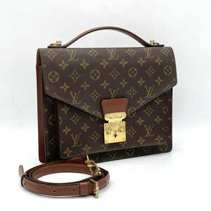 1円 LOUIS VUITTON ルイヴィトン モノグラム モンソー 2way ハンドバッグ ショルダー レディース メンズ M51185