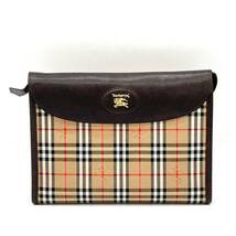 1円 未使用 Burberrys BURBERRY バーバリー ノバチェック シャドーホース ブラウン クラッチバッグ セカンドバッグ キャンバス レザー_画像1