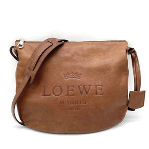 1円 良品 LOEWE ロエベ ヘリテージ レザー ショルダーバッグ ブラウン クロスボディ 斜めがけ レディース