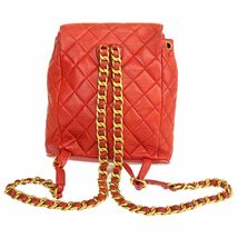 代引き不可 シャネル CHANEL チェーンリュック バックパック マトラッセ ココマーク レッド ゴールド金具 レザー 中古B 275523_画像2