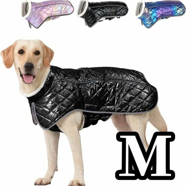 防寒 ドッグウェア ペット服 犬服 ブラック ジャージ風 ジャケット アウター キルティング風 M 犬 いぬ 新品 黒 多頭飼育