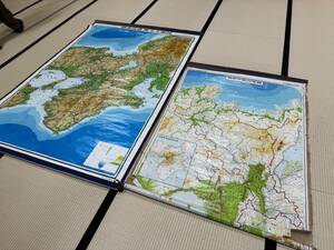 超大幅 2枚 近畿地方大地図 京都府地図 資料 昭和レトロ アンティーク お寺 買取品