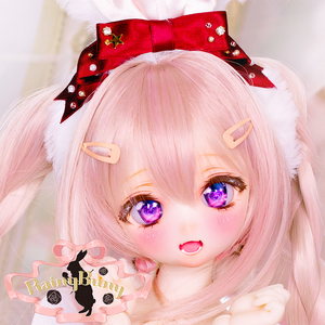 【RAINYBUNNY】DDH28 セミホワイト肌ヘッド＋レジンアイ＋舌パーツ＋イヤリング＋ウィッグなど (６点セット) レジン盛り MDD DDP