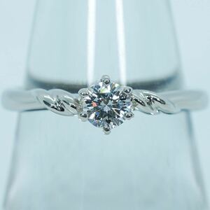 ★1円スタ!綺麗なダイヤ【0.20ct】PT900 3.8g ♯13.5 プラチナ ラウンド レディース ダイヤモンドリング Diamond Ring 指輪 仕上