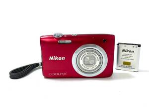 ■ (1)【ジャンク品】Nikon/ニコン COOLPIX A100 コンパクト デジタルカメラ 4.6-23.0mm 1:3.2-6.5 レッド/赤 クールピクス (45477TT1)