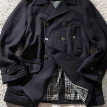 極美品/Lサイズ●バーバリーブラックレーベル ピーコート ジャケットBURBERRY BLACK LABEL ウール 銀ボタン ナポレオン ノバチェック 紺_画像4