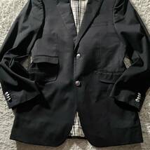 極美品/Lサイズ●バーバリーブラックレーベル テーラードジャケット ブレザー BURBERRY BLACK LABEL 紺ブレ ノバチェック ホース 銀ボタン_画像4