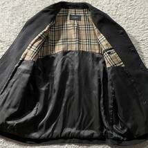 美品/Lサイズ●バーバリー ロンドン ウール×コットン コート ジャケット BURBERRY LONDON ボタンロゴ刻印 裏地ノバチェック グレー_画像6