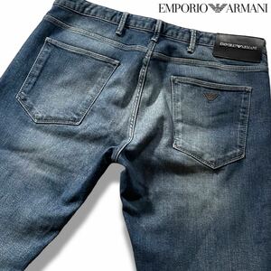 未使用級/XLサイズ●エンポリオ アルマーニ デニムジーンズ Gパン ジーパン パンツ EMPORIO ARMANI ストレッチ イーグルロゴ金具 34