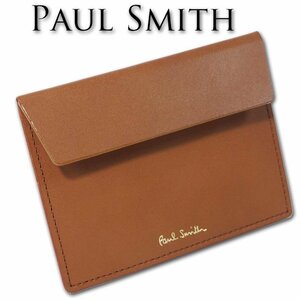 ポールスミス Paul Smith 牛革 カードケース メンズ レディース キャメル 新品 正規品 パスケース