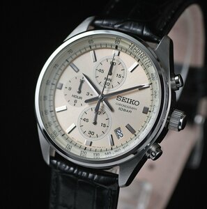 新品 逆輸入セイコー 100m防水 美しいシャンパンゴールド クロノグラフ 腕時計 SEIKO 未使用 メンズ 激レア日本未発売 メーカー完売