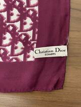 Dior クリスチャンディオール スカーフ ロゴ トロッター ワインレッド/ホワイト シルク 78×78 ストール タグ付_画像6