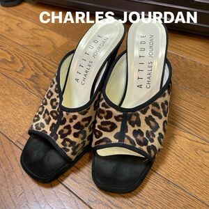 CHARLES JOURDAN ATTITUDE レオパード　ハラコ　　スエード　ミュール　サンダル