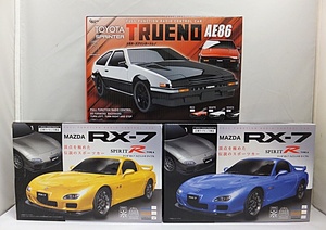 未開封・3点セット ジャンク扱い ラジコンカー マツダ RX-7 スピリットR タイプA ガンメタリック ブルー / トヨタ スプリンタートレノ AE86