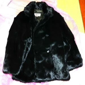  high standard fur rabbit fur pea coat pea coat black HIGH STANDARD