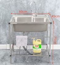 人気のある新製品キッチンステンレス鋼洗濯ポット家庭用シングルスロットスロットシンプルな盆地洗濯タンク_画像8