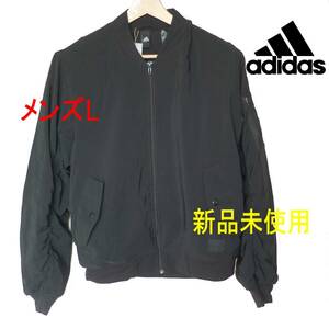 新品(L) アディダス/adidas ID WIN ボンバージャケット/メンズジャンパー/裏フリース/レギュラーフィット/黒