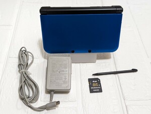 ☆美品☆ Nintendo ニンテンドー3DS LL ブルー×ブラック SPR-001 本体 SDカード4GB タッチペン ACアダプター 初期化 稼働品/1円〜