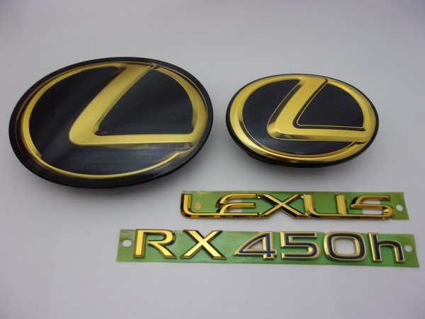 7トレジャー 【 LEXUS AGL / GGL / GYL 】 レクサス RX450h プレミアム ゴールド エンブレム 4点セット
