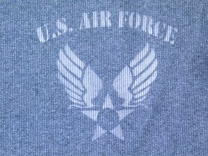 新品 HOUSTON ヒューストン 前V 針抜き ガゼット 長袖Tシャツ グレー ロンT ステンシルプリント USAF US AIR FORCE 世田谷ベース