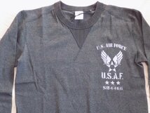 新品 HOUSTON ヒューストン 前V 針抜き ロンT M 黒 スウェット ステンシルプリント 世田谷ベース USAF US AIR FORCE ビンテージ ミリタリー_画像4